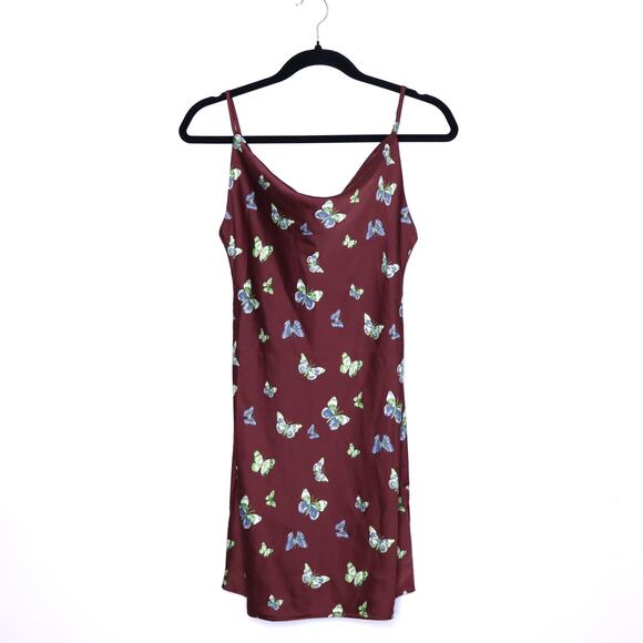 URBAN OUTFITTERS Mallory Butterfly Mini Slip Dress Spaghetti Strap Women's S - Picture 1 of 12